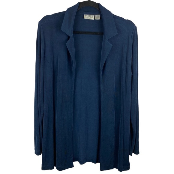 Chico's Sweaters - ✨3/$21✨ Chico’s Travelers Open Front Travel Jacket Cardigan Blue Size 0 (Small)